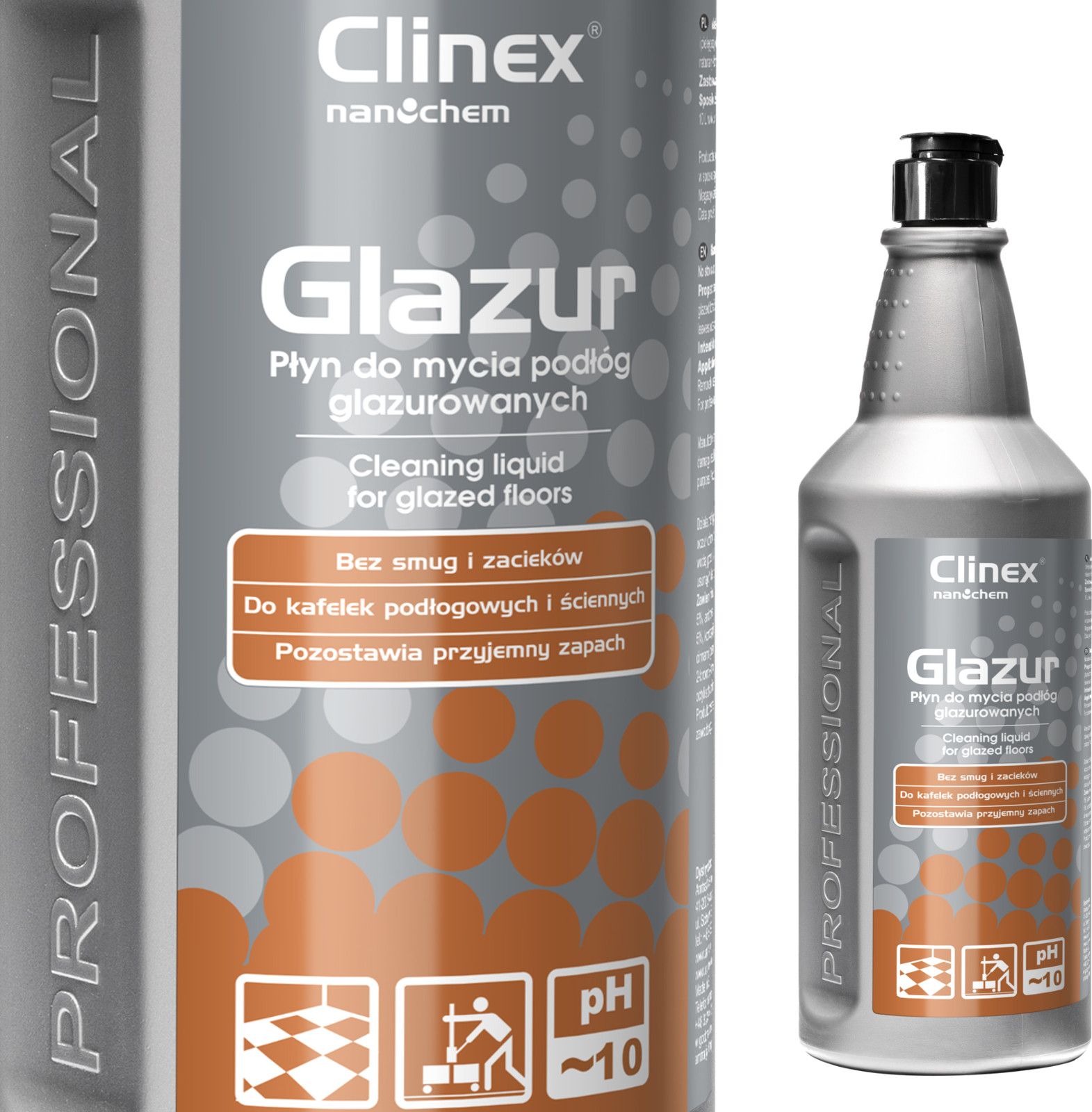 Clinex Płyn do mycia podłóg płytek glazury kamienia CLINEX Glazur 1L Płyn do mycia podłóg płytek glazury kamienia CLINEX Glazur 1L