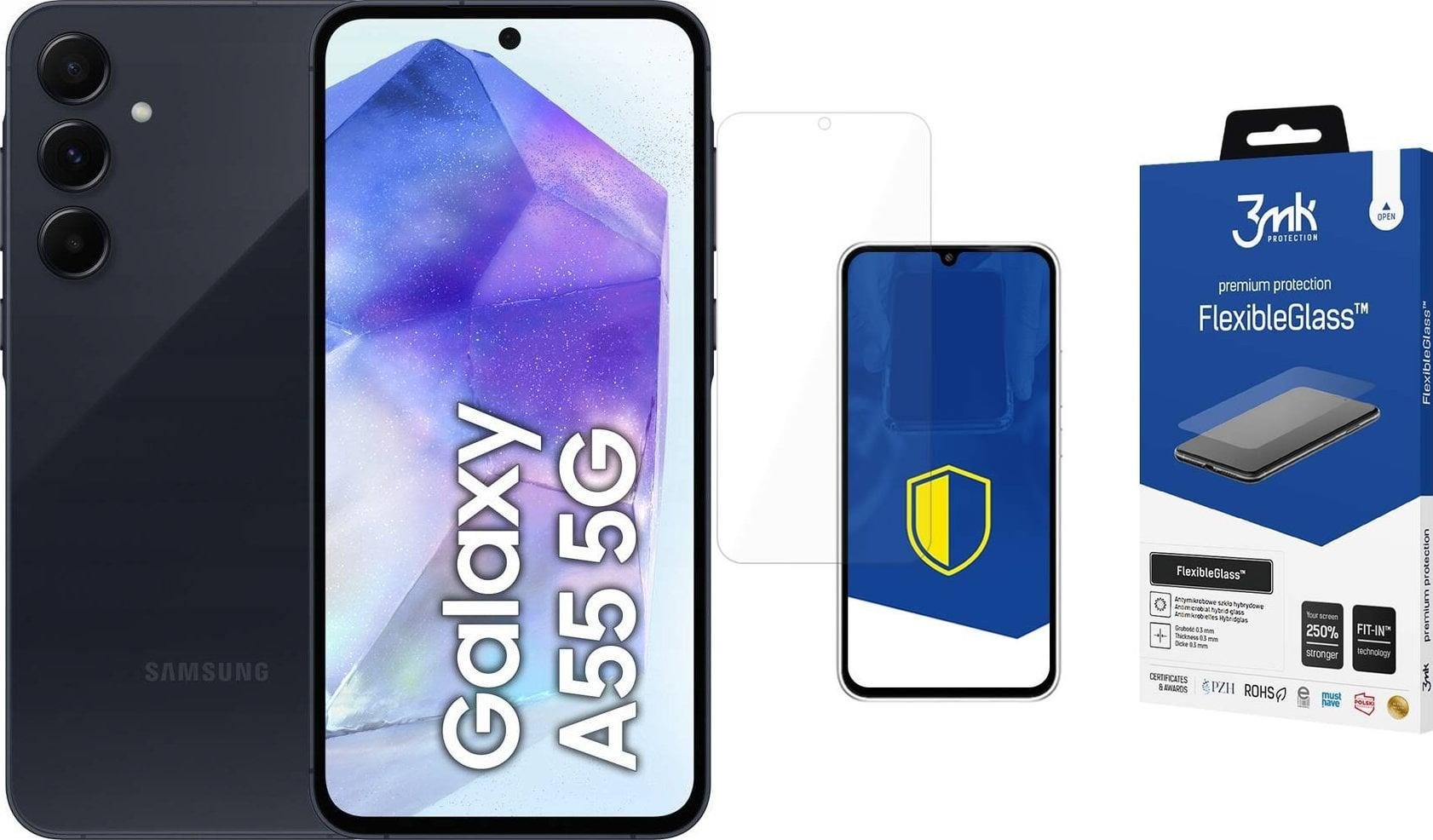Smartfon Samsung Galaxy A55 5G 8/128GB Black - Awesome Navy (SM-A556BZK) + FlexibleGlass