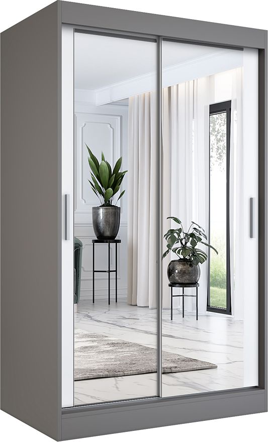 Elior Szafa przesuwna w kolorze antracyt + biały 120 - Edna 3X