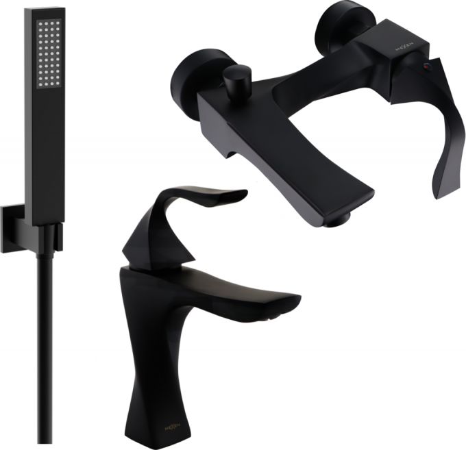 Mexen Mexen Estrella R02 zestaw wannowy, czarny - 72303R02-70