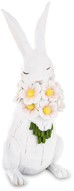Figurka Królik Dekoracja Ozdoba Wiosenna Wielkanoc z Kwiatkami