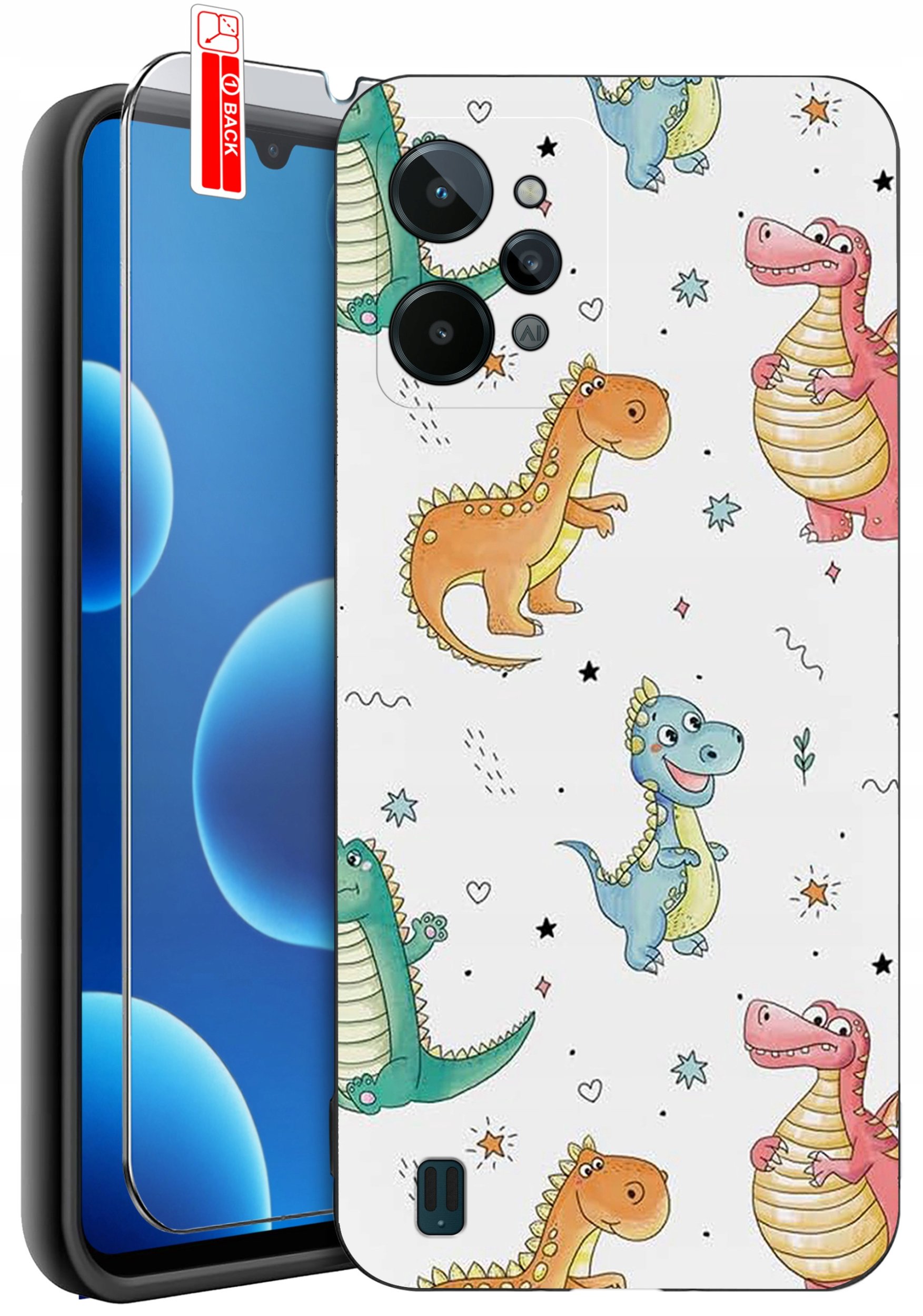 ETUI do Realme C31| WZORY | SILIKONOWE MATT CASE + SZKŁO 9H