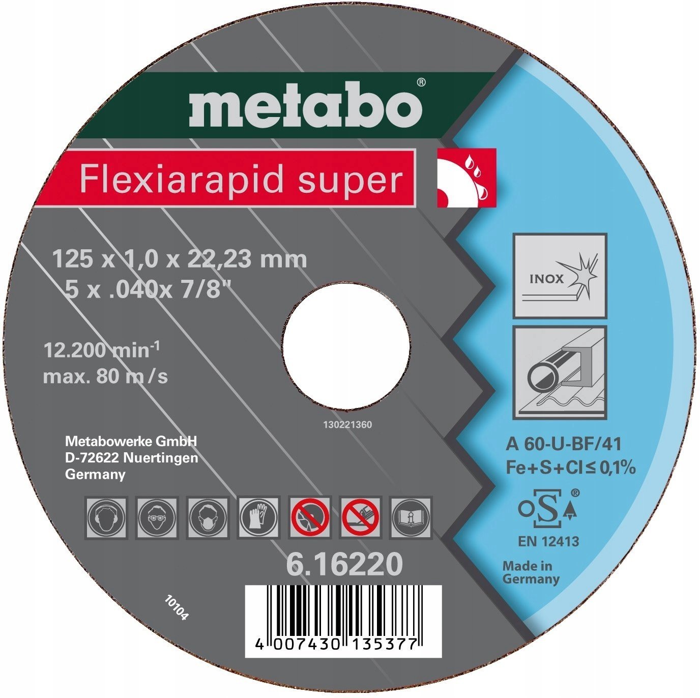Metabo Metabo Flexiarapid super 180x1,6 x22,23 Inox