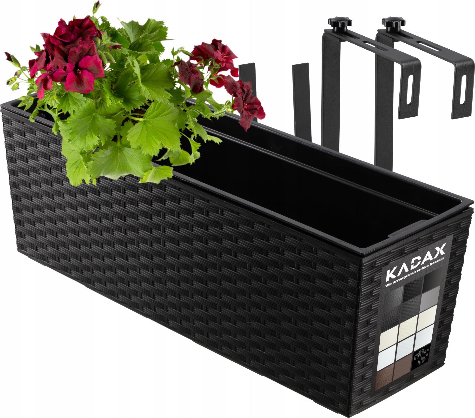 Kadax DONICZKA SKRZYNKA BALKONOWA UCHWYTY 19x56cm CZARNA