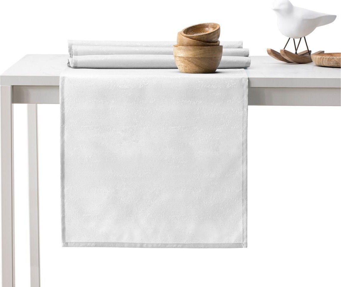 AmeliaHome AmeliaHome Zestaw obrus + bieżnik plamoodporny VESTA 115x250+35x250 biały