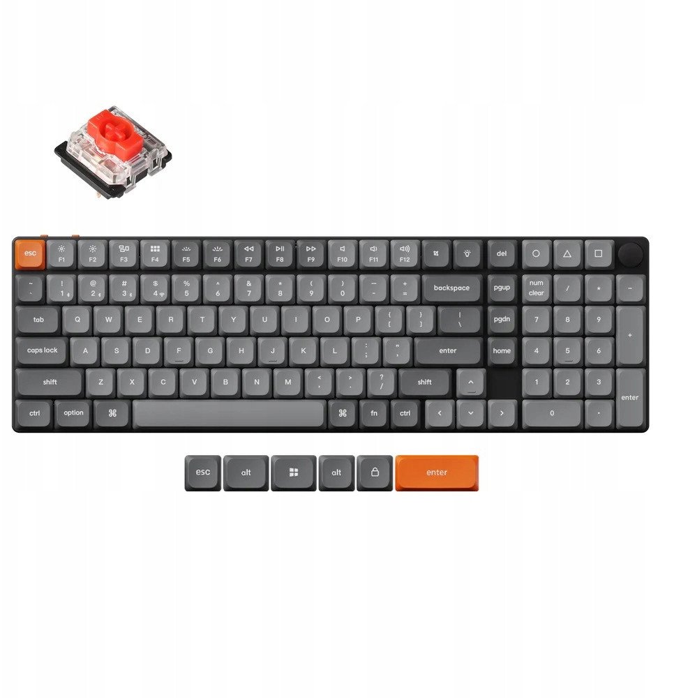 Keychron K17 Max QMK Wireless Custom Mechanical Keyboard RGB Backlight (Hot-Swappable) / Low Profile Gateron Mechanical / Red