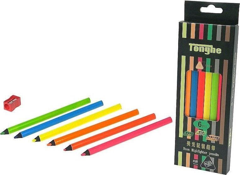 Zestaw 6 kredek trójkątnych z temperówką