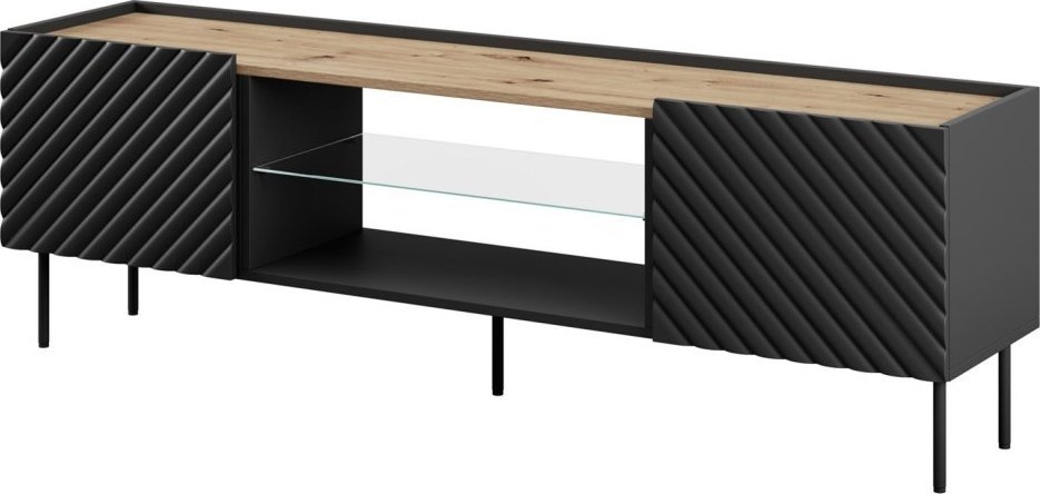 Cama Meble Szafka RTV EF ONDA 180x40x39-58 czarny (stojąca lub wisząca)