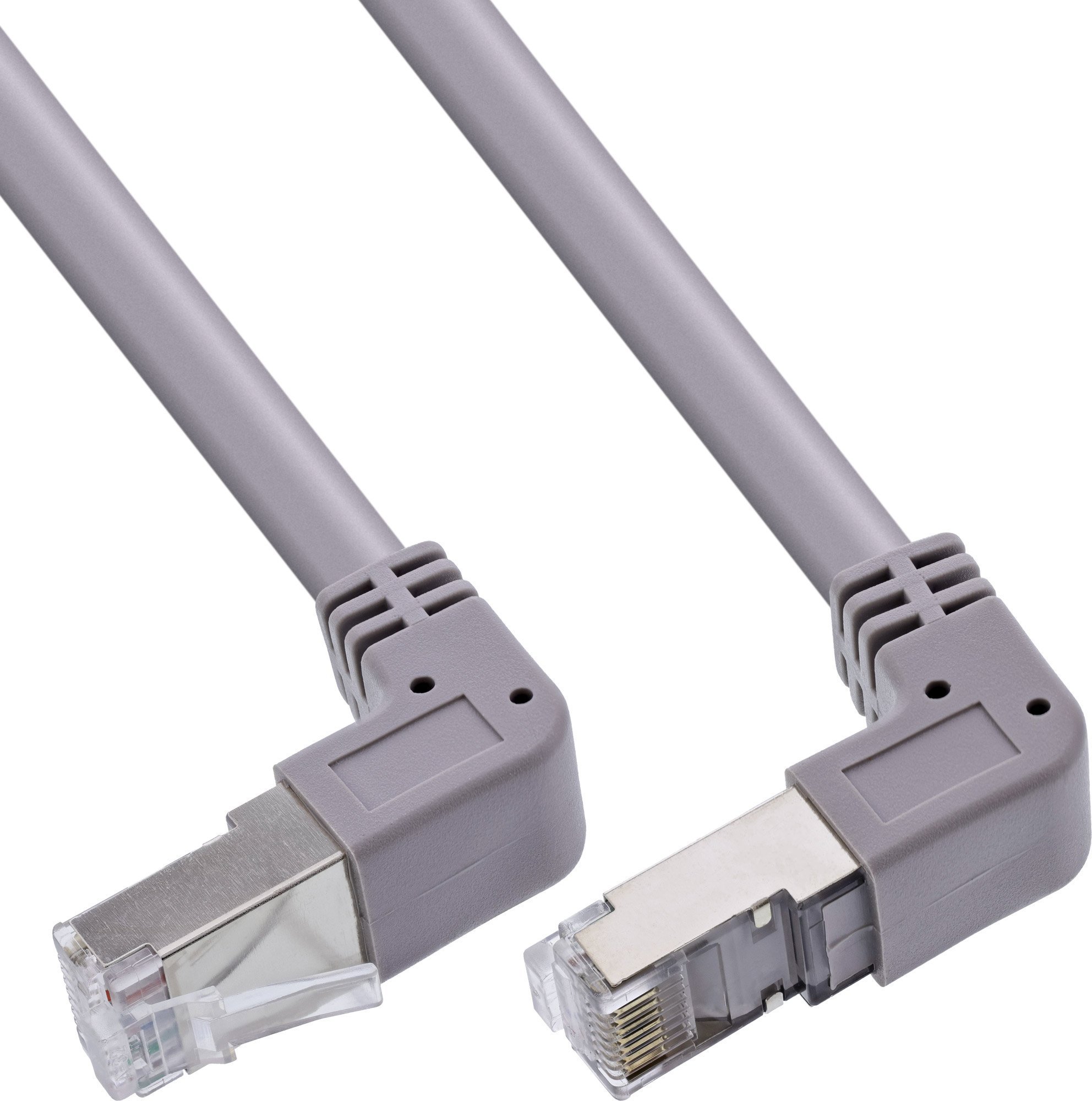 InLine® Patchkabel oben/unten gewinkelt, S/FTP (PiMf), Cat.6, PVC, grau, 1,22m
