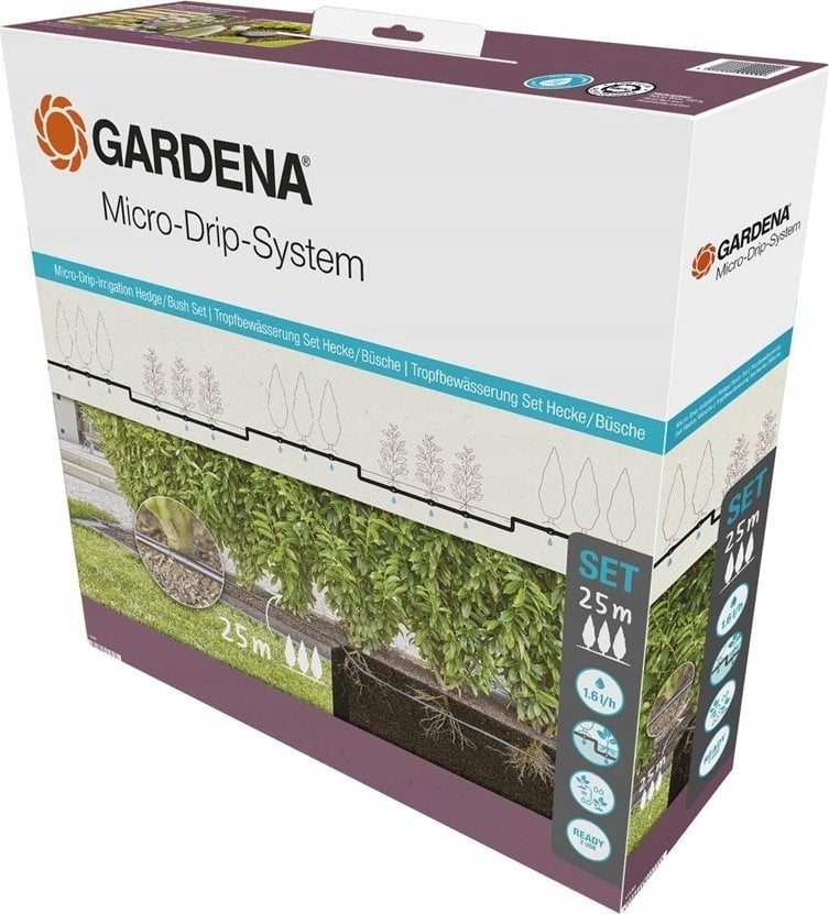 Gardena GARDENA Micro-Drip-System drip irrigation hedges/bushes set, 25 meters, drippers (black, model 2023, above and below ground)