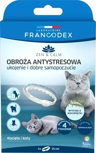 Francodex FRANCODEX Obroża antystresowa z kocimiętką dla kotów 35 cm
