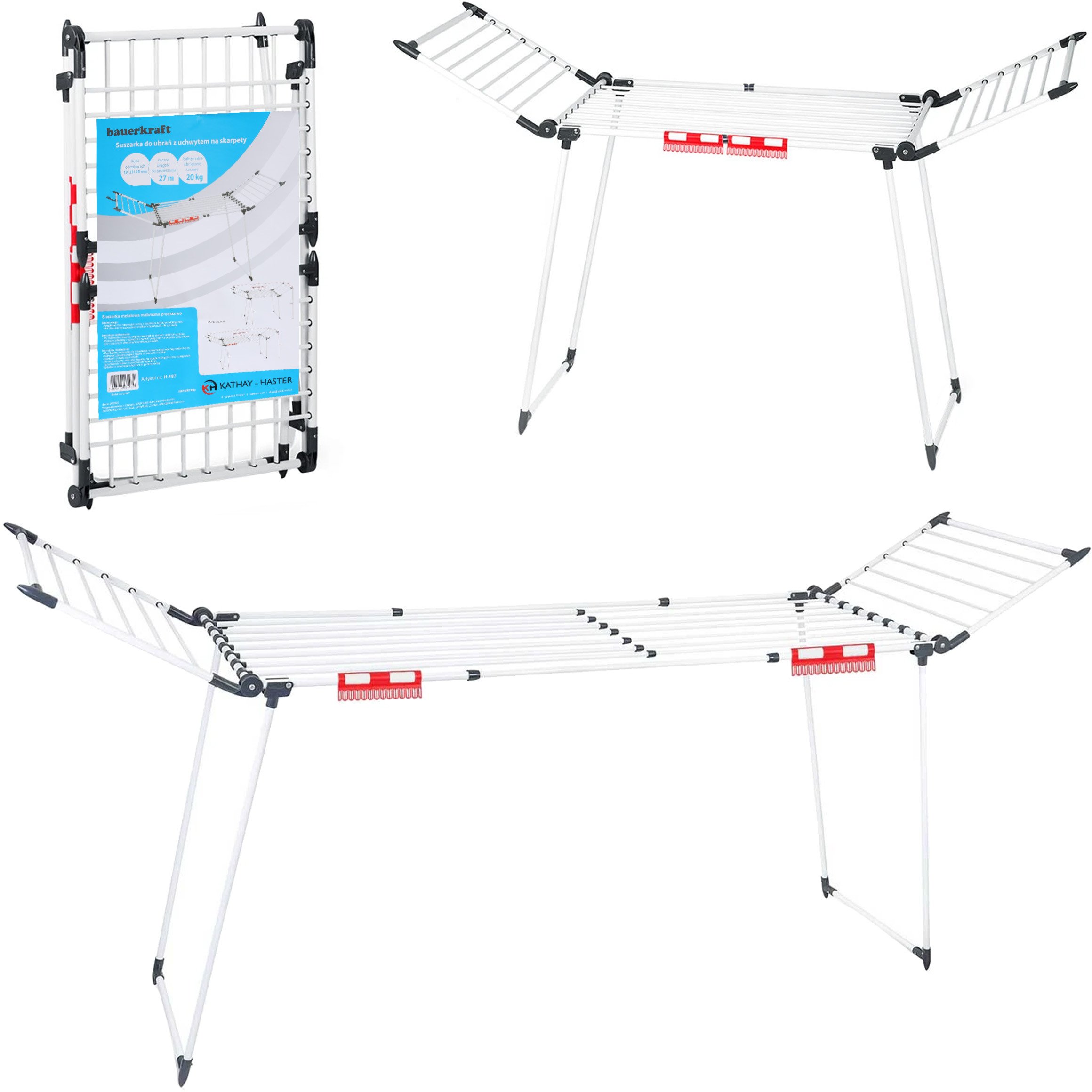 Stojąca suszarka na pranie odzież bieliznę składana balkonowa mocna rozsuwana XXL