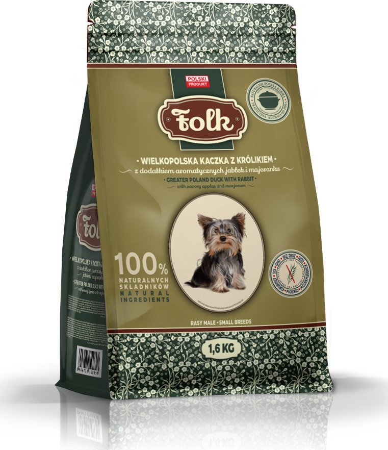 Folk Karma sucha dla psa FOLK MINI Wielkopolska kaczka z królikiem z dodatkiem jabłek i majeranku 1,6 kg