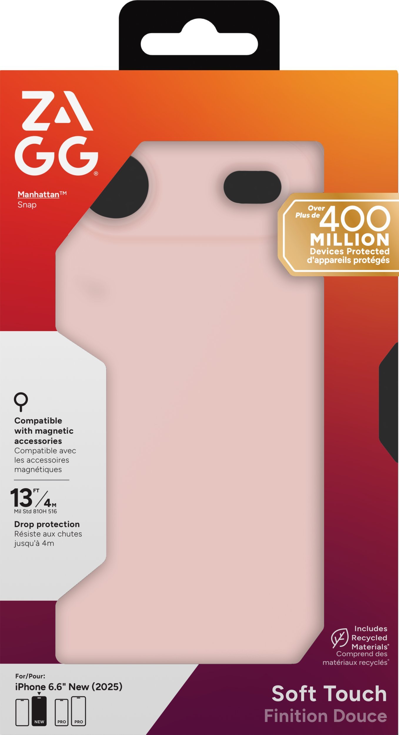 ZAGG Manhattan Snap - etui do iPhone 17 Air kompatybilne z MagSafe (pink blush)