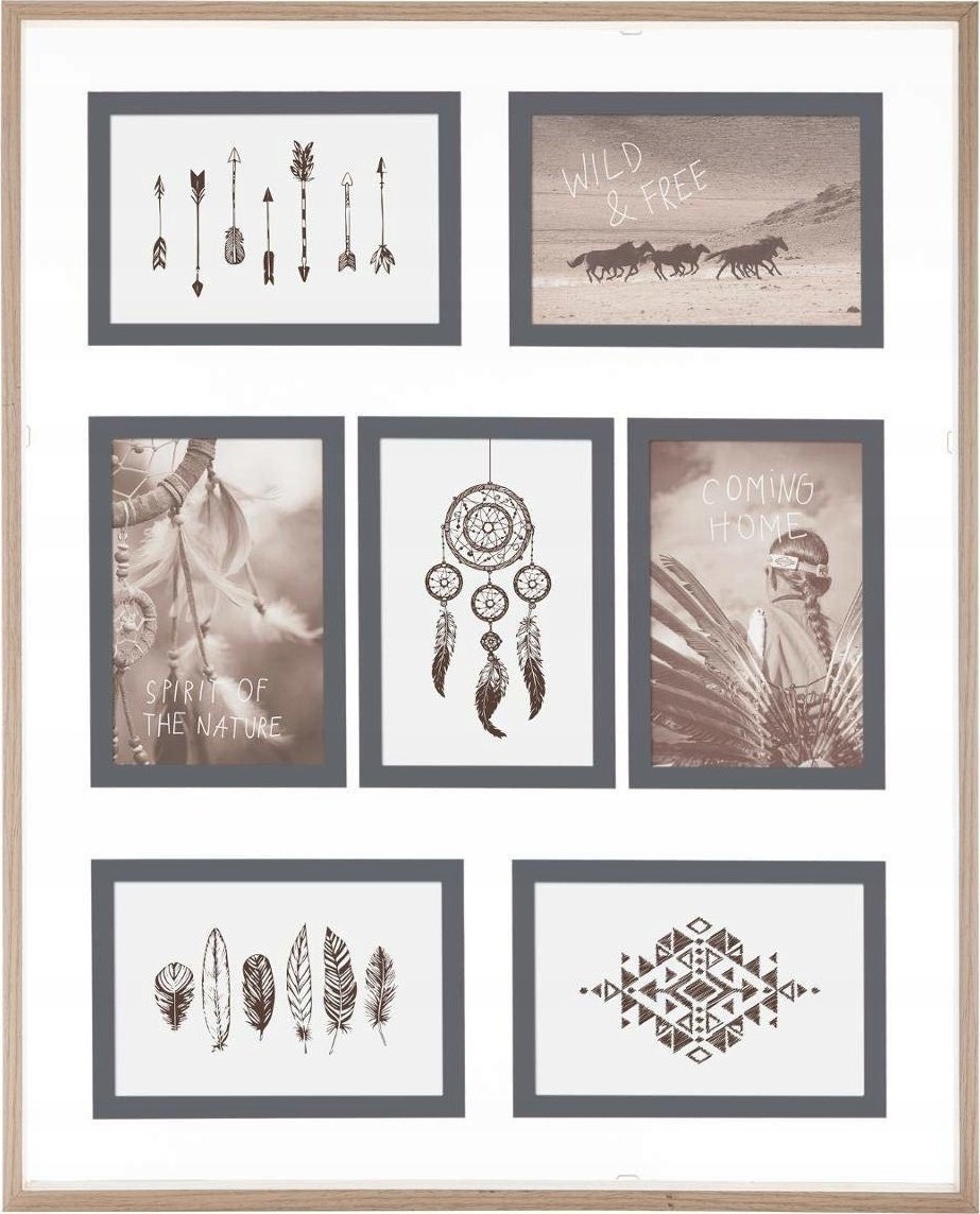 Ramka Atmosphera Ramka na zdjęcia, szklana, 7 elementów, drewniana rama,