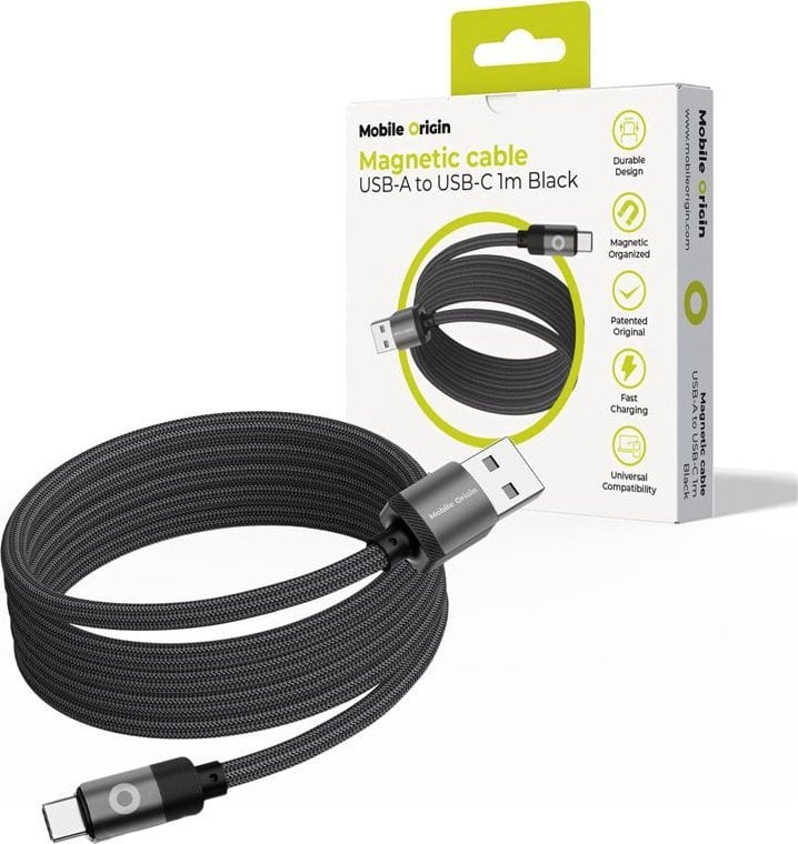 Kabel USB Mobile Origin USB-A - USB-C 1 m Czarny (MC2-USBA-1M-BLK)