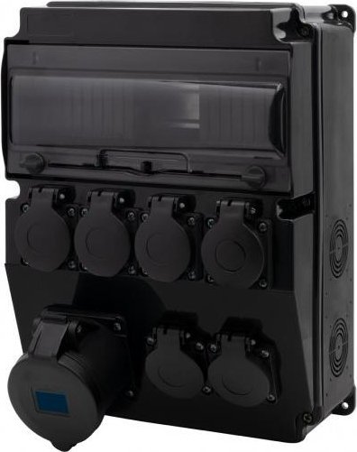 F-Elektro Rozdzielnica czarna CAJA 12M SCENIC - gniazda proste 16A/3P, 6x230V F3.2906