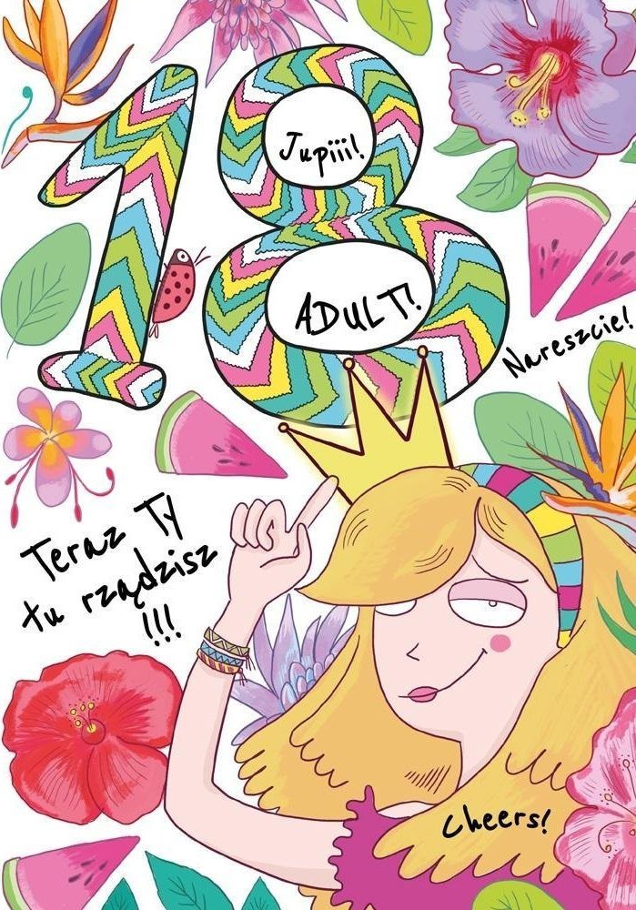 HENRY Karnet A5 Urodziny 18 - Dziewczyna tropiki