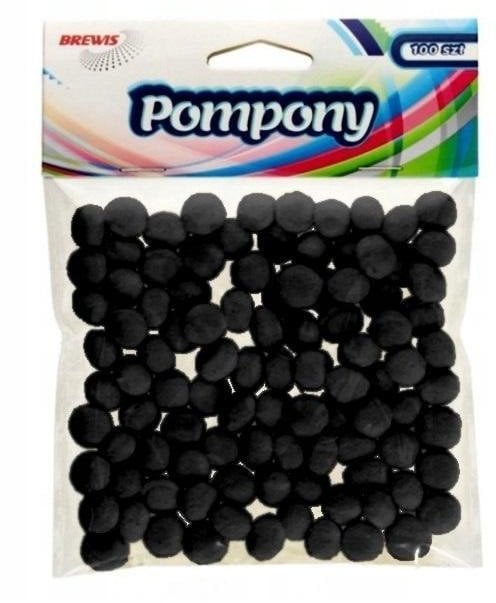 Pompony czarne 10mm 100szt