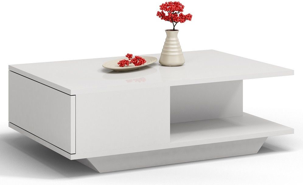 Topeshop Stolik kawowy ława denver salon pokój biel połysk (ŁAWA DENWER BIEL P)