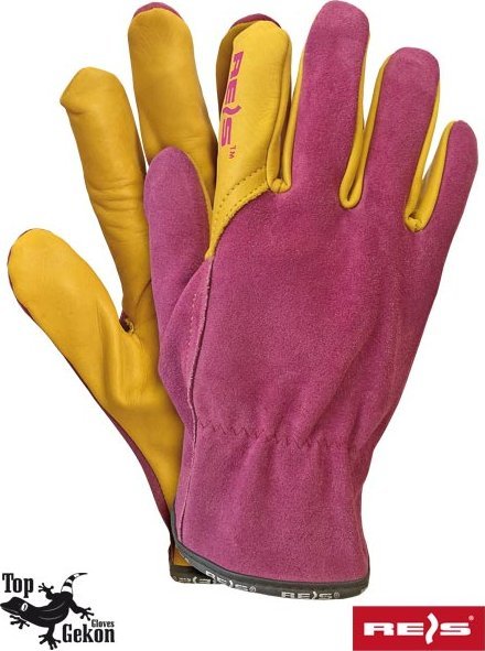 R.E.I.S. LAMPART - rękawice ochronne ze skóry bydlęcej część chwytna wykonana z licowej skóry bydlęcej, idealne dla kobiet 9