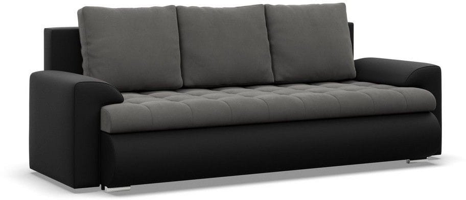 Kanapa rozkładana, Bosco, velvet, ekoskóra, 222x96x92 cm, ciemny szary, czarny | TYLETEGOTU