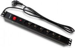 Qoltec RACK 19'' | 16A | 1U | PDU | 6xSCHUKO | 2m - 53993