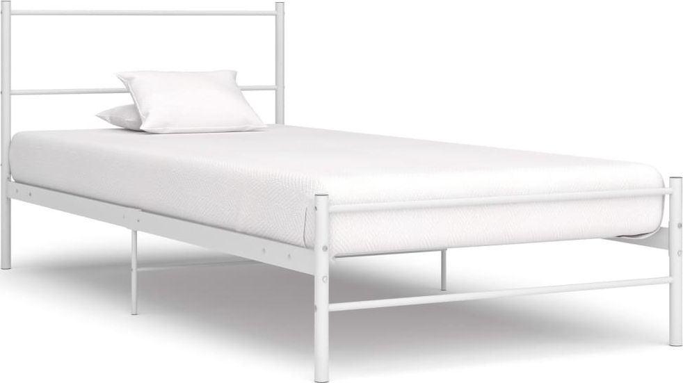 vidaXL Rama łóżka, biała, metalowa, 90 x 200 cm