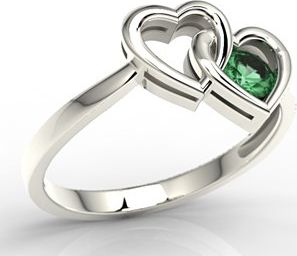 WĘC - Twój Jubiler Pierścionek w kształcie dwóch serc z białego złota ze szmaragdem LP-52B 13 / UE- 53