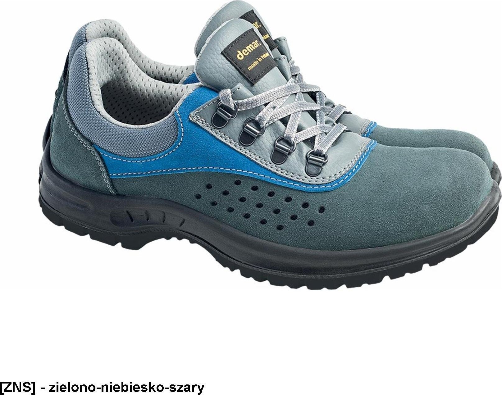 Demar BDEXO-L SB E FO SRC - damskie welurowe bezpieczne półbuty, podnosek, antypoślizgowy protektor 38