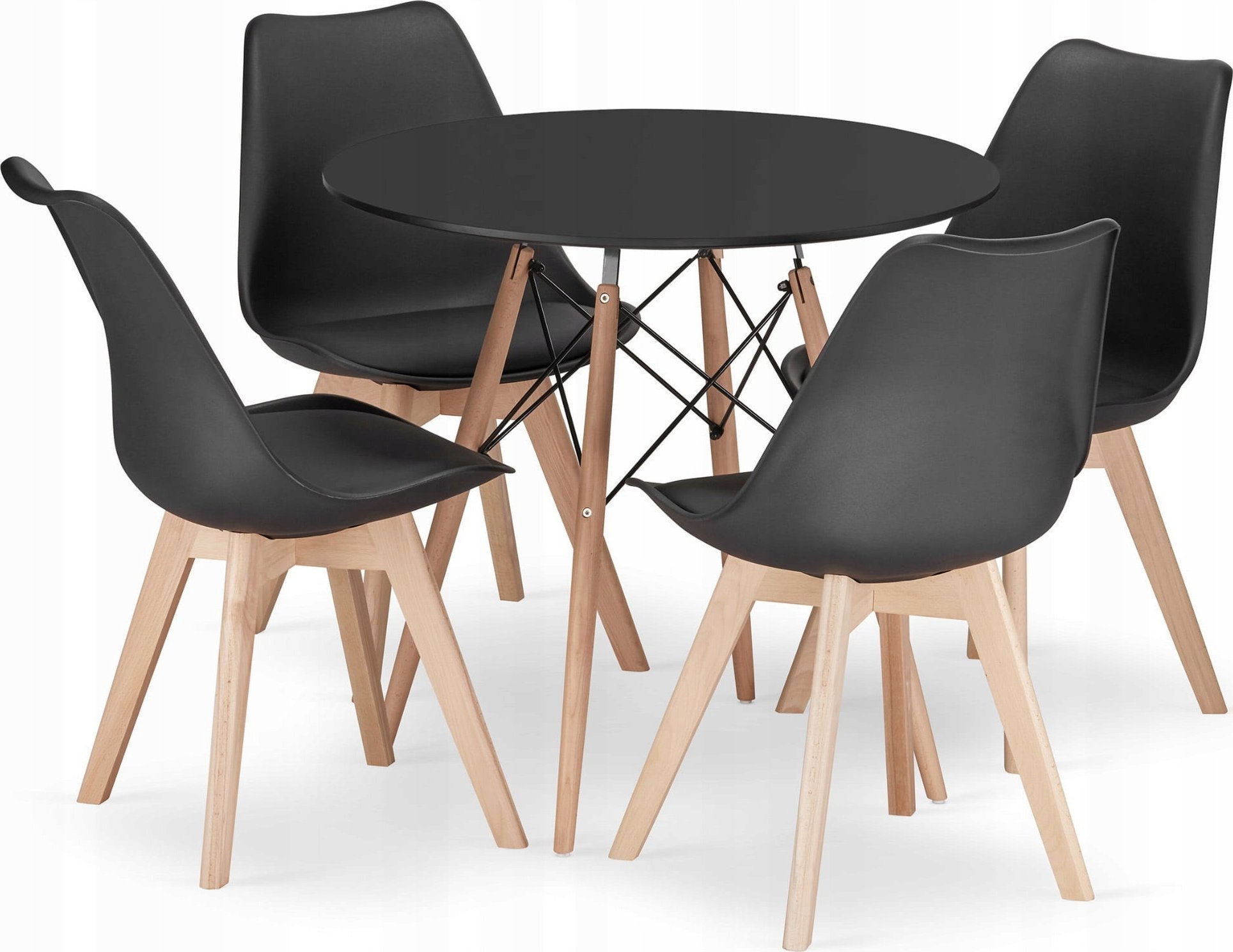 Leobert Zestaw stół okrągły TODI 80cm czarny + 4 krzesła MARK czarne