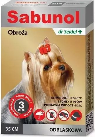 Derma-Pharm Sabunol Odblaskowa Obroża na Kleszcze dla Psa 35cm
