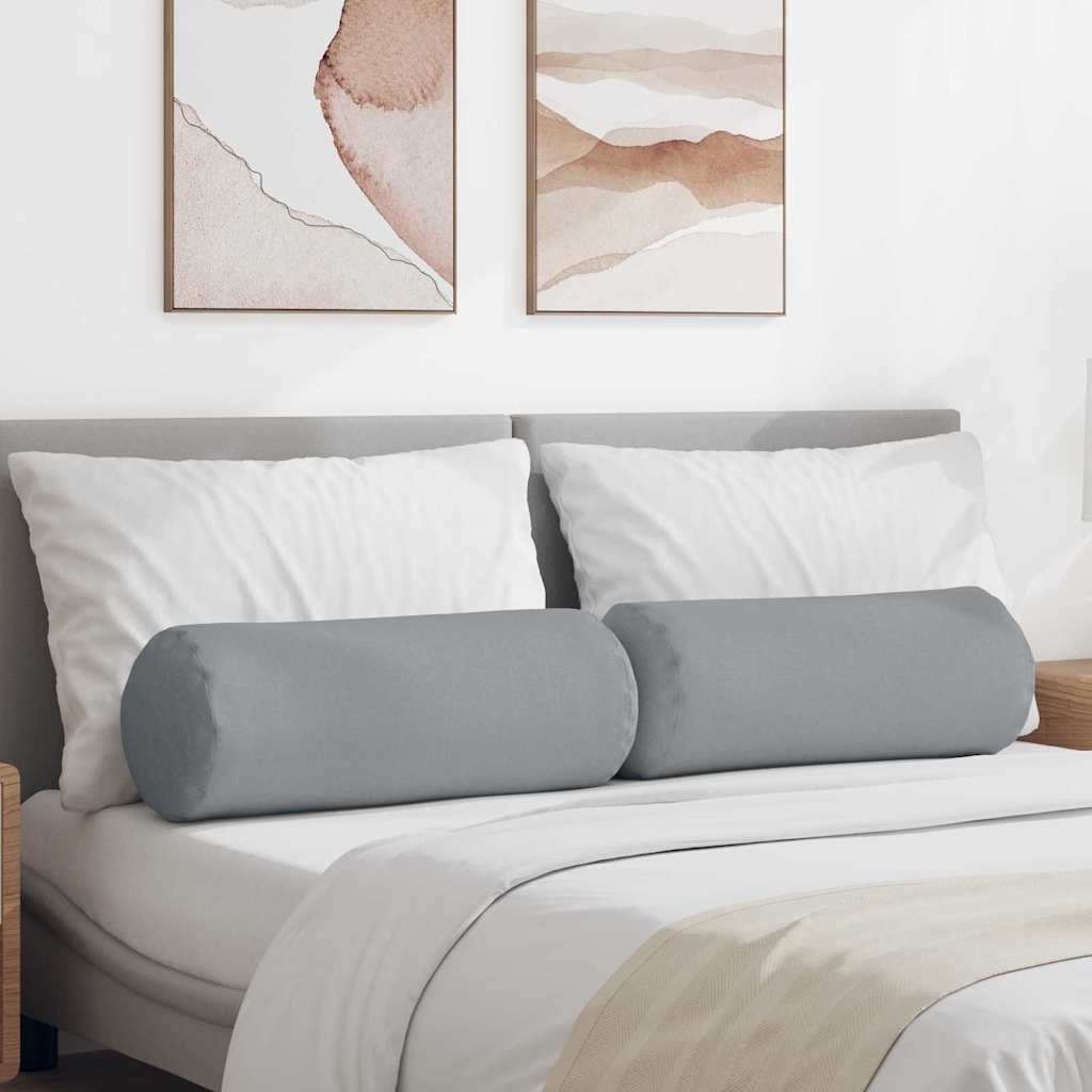 vidaXL Poduszki Wałkowe 2 pcs Jasnoszary 25 x 70 cm tkanina