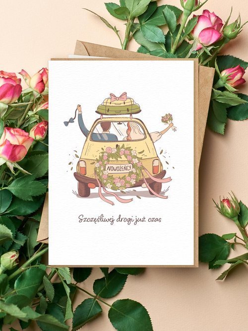 Nadwyraz.com Karnet Ślub - Szczęśliwej drogi już czas