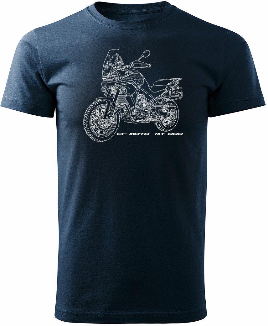 Koszulka motocyklowa z motocyklem turystycznym CF MOTO MT 800 męska granatowa S
