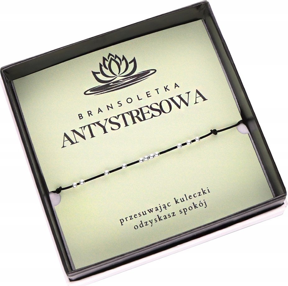 Radziszewska Jewellery Bransoletka ANTYSTRESOWA Kulki Srebrne Sznurek 925 Prezent Karteczka
