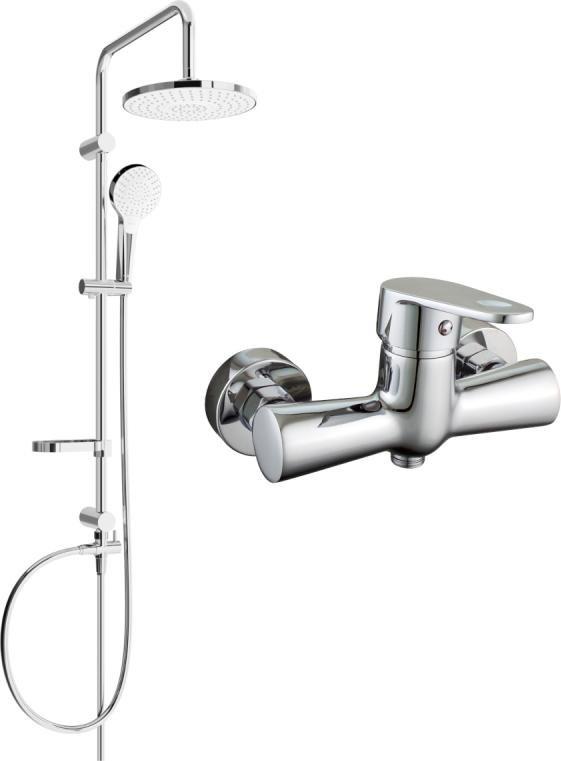 Zestaw prysznicowy Mexen Mexen Erik zestaw prysznicowy natynkowy z deszczownicą i baterią prysznicową Kama, chrom - 72540205-00