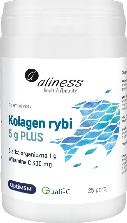 Aliness MedicaLine Aliness Kolagen rybi 5 g PLUS siarka OptiMSM, Witamina C - 25 porcji