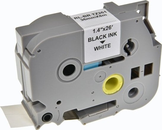 Kompatybilny taśma do drukarek etykiet, dla Brother, TZE-261, czarny druk/biały podkład, laminowane, 8m, 36mm