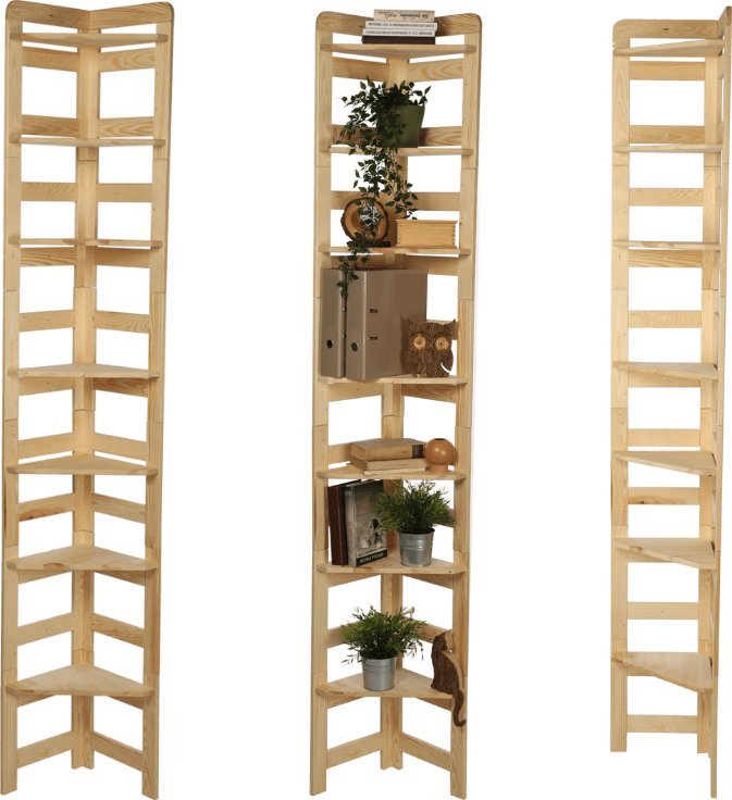 Wamar-Sosenka Regał Modułowy Narożnik 236x34,4x34,4cm 7 Półek BERDO Surowy Drewno sosnowe Naturalny RR2_NZ5X035_0_N0_F1 / Wamar-Sosenka