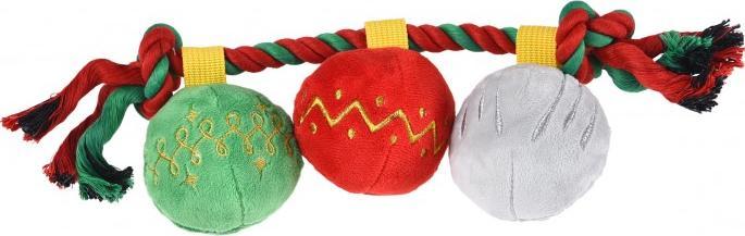 Barry King Zabawka dla psa, sznur z pluszowymi piłkami, 32x9cm