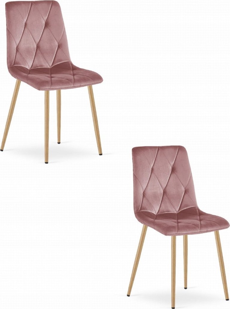 Leobert Krzesło LIBRA - różowy aksamit / nogi kolor drewna x 2