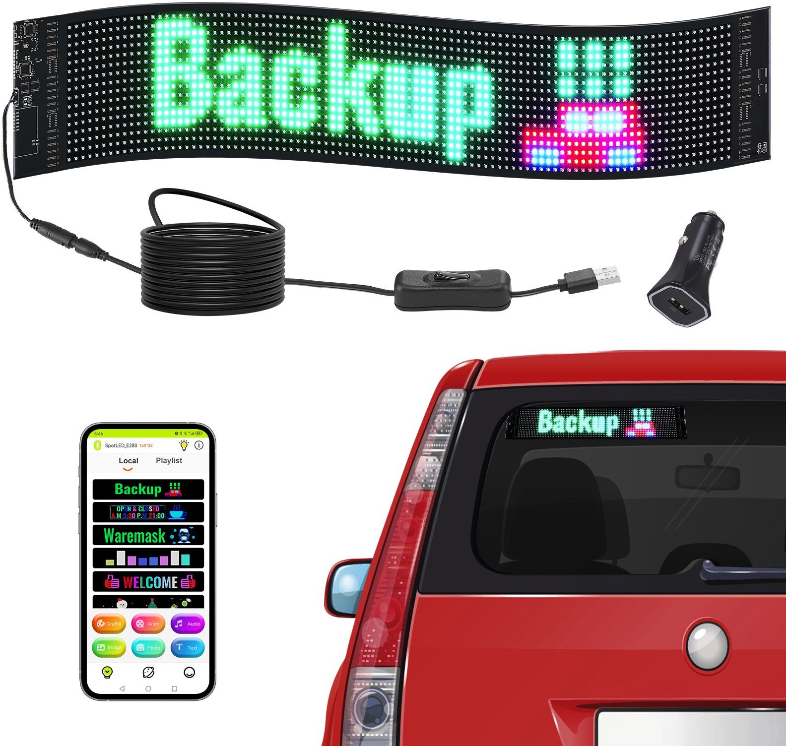 Reklama LED Wyświetlacz Tablica Ekran 68 x 12 cm