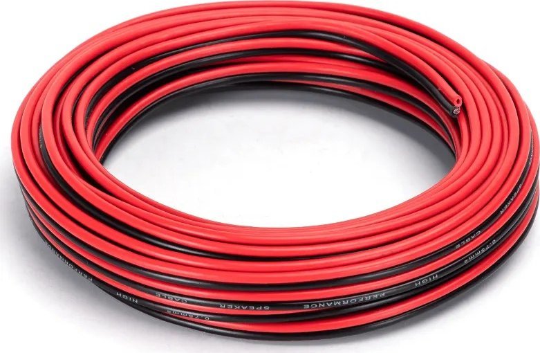 Aigostar Kabel audio 2G 0,75 mm 10 m, czerwono-czarny Kabel audio 2G 0,75 mm 10 m, czerwono-czarny