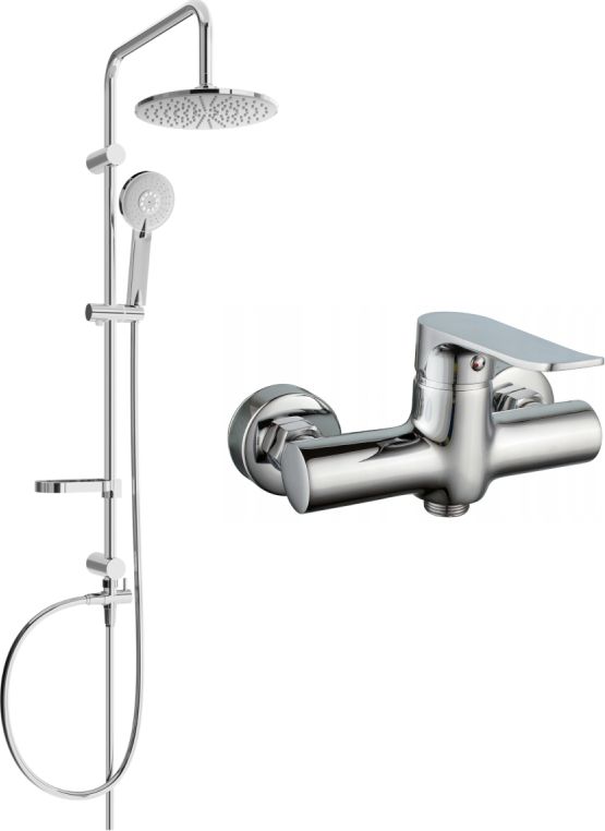 Zestaw prysznicowy Mexen Mexen Carl zestaw prysznicowy natynkowy z deszczownicą i baterią prysznicową Pecos, chrom - 72740240-00