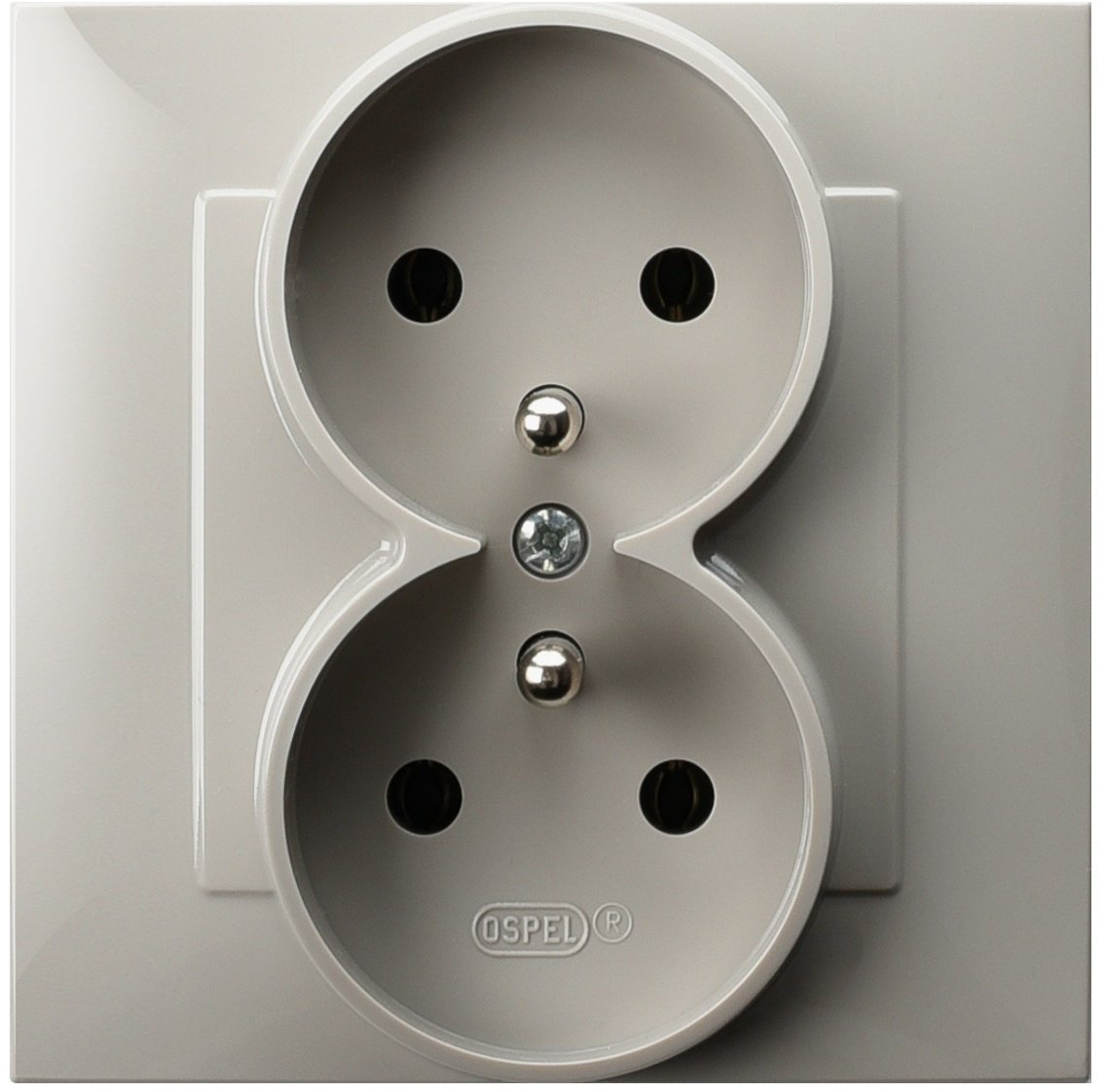 SZAFIR Gniazdo podwójne z uziemieniem kompletne z ramką kaszmirowy beż GP-2ZZ/83