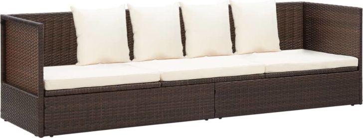 Elior Brązowa kanapa ogrodowa z poduszkami - Kamara