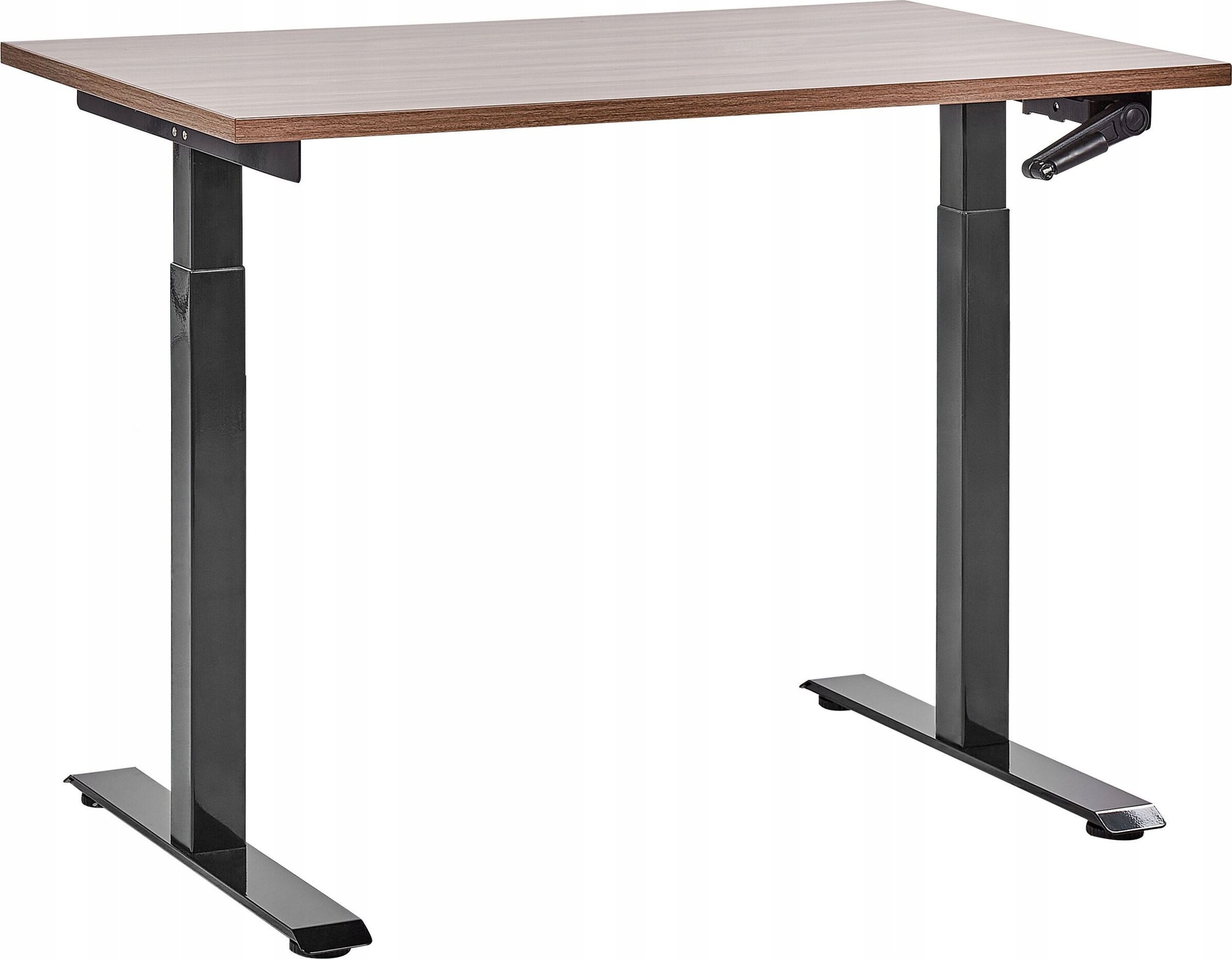 Biurko Beliani Biurko regulowane manualnie 120 x 72 cm ciemne drewno z czarnym DESTIN III