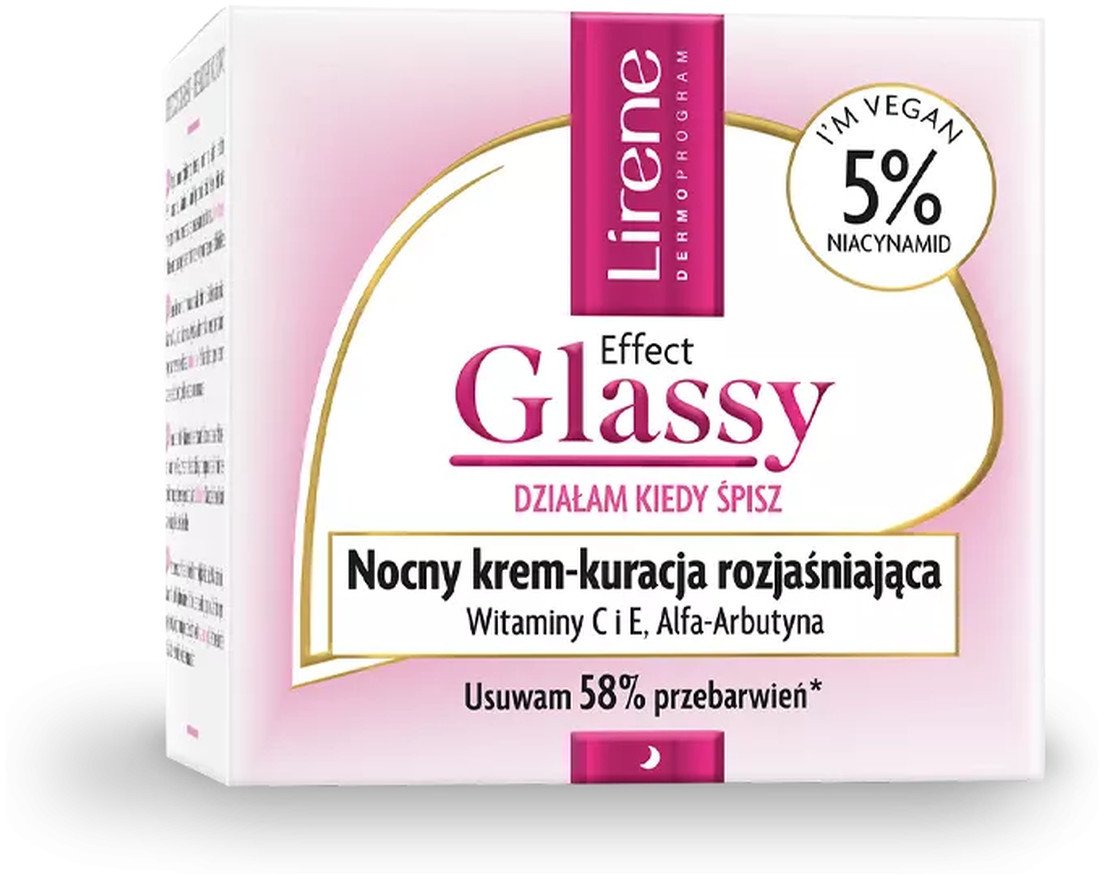 Lirene Effect Glassy Nocny Krem Kuracja Rozjaśniająca 50ml