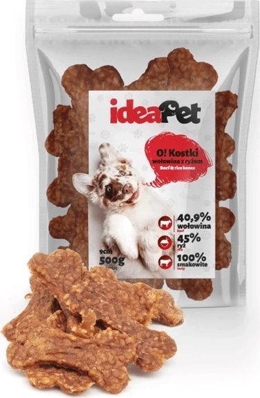 IdeaPet IDEAPET 500g KOSTKI WOŁOWINA Z RYŻEM 9cm